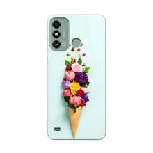 Чехлы с тематикой "ЦВЕТЫ" на ZTE Blade A53 (Цветок-мороженное)