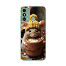 Печатный чехол «Зверята с кофе» для ZTE Blade A53 – Медведь с кофе