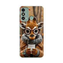 Печатный чехол «Зверята с кофе» для ZTE Blade A53 – Жираф с кофе