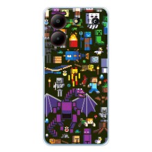 Чохол Майнкрафт на ZTE Blade A54 (AlphaPrint) Minecraft (Колаж Майнкрафт)