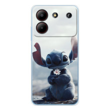 Чехол с рисунком Стич для ZTE Blade A54 – Стич с цветочком