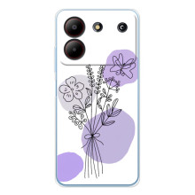 Силконовий чохол з принтом в квітах на ZTE Blade A54 – Фіолетовий букет