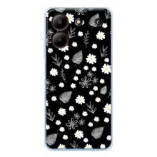 Чехлы с тематикой "ЦВЕТЫ" на ZTE Blade A54 (цветение на чорном)