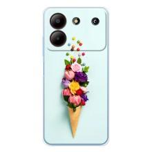 Чехлы с тематикой "ЦВЕТЫ" на ZTE Blade A54 (Цветок-мороженное)