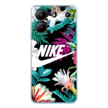 Силиконовый Чехол на ZTE Blade A54 с картинкой Nike (Цветочный Nike)