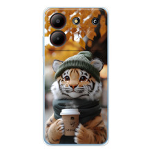 Друкований чохол 'Звірята з кавою' для ZTE Blade A54 – Тигр з кавою
