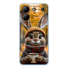 Друкований чохол 'Звірята з кавою' для ZTE Blade A54 – Зайчик з кавою