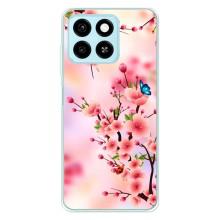 Чехол с принтом САКУРЫ на ZTE Blade A55 – Бабочки на сакуре