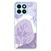 Силиконовый чехол с принтом в цветах на ZTE Blade A55 – Фиолетовый дизайн