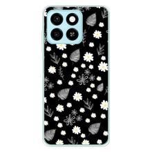 Чохли з тематикою "КВІТИ" на ZTE Blade A55 (цвітіння на чорному)