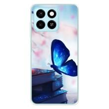 Силиконовый бампер с картинкой животных для ZTE Blade A55 (Бабочка синяя)