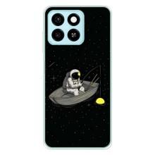 Силиконовый Чехол с принтом "Космонавты" на ZTE Blade A55 – Космонавт на рыбалке