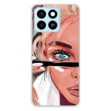 Силиконовый Чехол на ZTE Blade A55 с картинкой Стильных Девушек – Девушка и ресницы