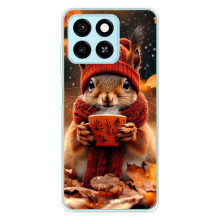 Печатный чехол «Зверята с кофе» для ZTE Blade A55 – Белка с кофе