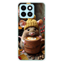 Печатный чехол «Зверята с кофе» для ZTE Blade A55 – Медведь с кофе