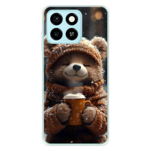 Печатный чехол «Зверята с кофе» для ZTE Blade A55 – Мишка с кофе