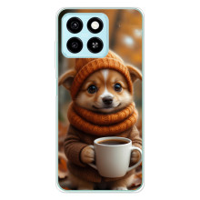 Печатный чехол «Зверята с кофе» для ZTE Blade A55 – Песик с кофе