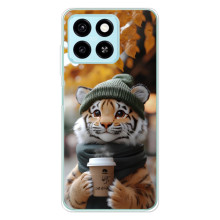 Печатный чехол «Зверята с кофе» для ZTE Blade A55 – Тигр с кофе