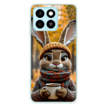 Печатный чехол «Зверята с кофе» для ZTE Blade A55 – Зайчик с кофе