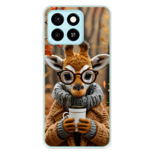 Печатный чехол «Зверята с кофе» для ZTE Blade A55 – Жираф с кофе