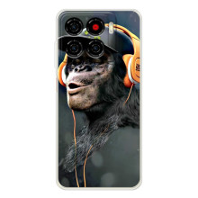 Чехол с Обезьянами ZTE Blade A56 - (AlphaPrint) (В наушниках)