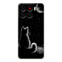 Чехол с принтом для ZTE Blade A56 (AlphaPrint) Модные коты (Котик и луна)