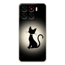 Чехол с принтом для ZTE Blade A56 (AlphaPrint) Модные коты (Силуэт котика)