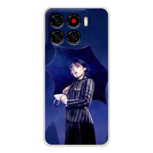 Чехлы Венсдей на ZTE Blade A56 Уэнсдей (AlphaPrint) (Уэнздей с зонтом)