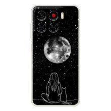 Чехол с рисунком кот на ZTE Blade A56 (Девушка с котом)