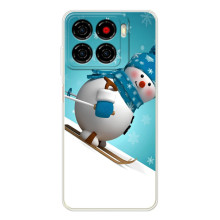 Новогодние Чехлы для Блейд А56 (VPrint) (Снеговик на лыжах)