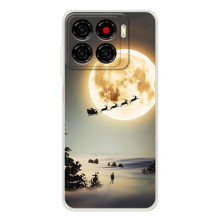 Новогодние, Праздничные Чехлы для ZTE Blade A56 - 2024 год (Санта на луне)