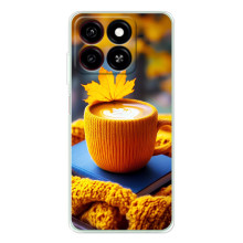 Чехол с уникальным дизайном «Осень с кофе» для ZTE Blade A56 – Кофе с жёлтым