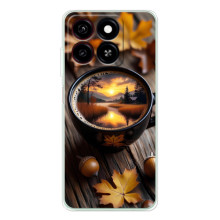 Чехол с уникальным дизайном «Осень с кофе» для ZTE Blade A56 – Тёмный кофе