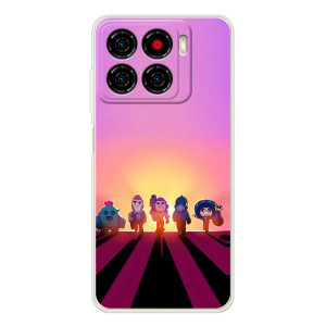 Силиконовый Чехол на ZTE Blade A56 с картинкой Brawl Stars – Персонажи в закате