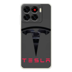 Силиконовый бампер с картинкой машины на ZTE Blade A56 – Logo TESLA