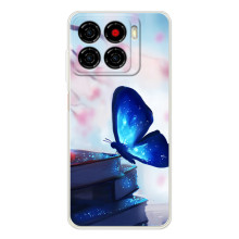 Силиконовый бампер с картинкой животных для ZTE Blade A56 – Бабочка синяя