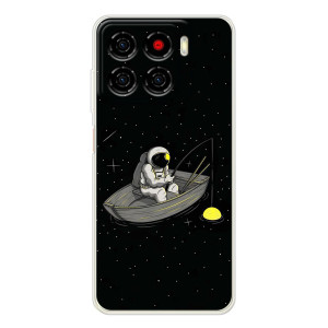 Силиконовый Чехол с принтом "Космонавты" на ZTE Blade A56 – Космонавт на рыбалке