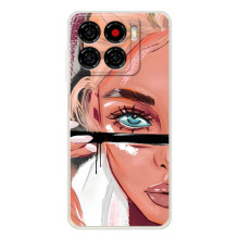 Силиконовый Чехол на ZTE Blade A56 с картинкой Стильных Девушек (Девушка и ресницы)