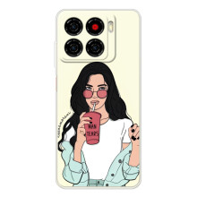 Силиконовый Чехол на ZTE Blade A56 с картинкой Стильных Девушек (С напитком)