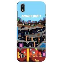 Чехол Майнкрафт на ZTE Blade A7 (2019) (AlphaPrint) Minecraft (фон Minecraft)