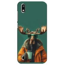 Чехол с принтом стильные животные для ЗТЕ Блейд А7 2019 – Лось с кофе