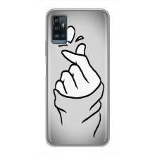 Чехол с принтом для ZTE Blade A71 (AlphaPrint - Знак сердечка)