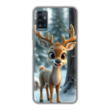 Яркий чехол для ZTE Blade A71 с Зимними Оленятами – Оленёнок в лесу