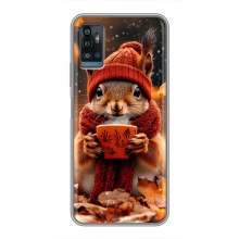 Печатный чехол «Зверята с кофе» для ZTE Blade A71 – Белка с кофе