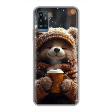 Печатный чехол «Зверята с кофе» для ZTE Blade A71 – Мишка с кофе