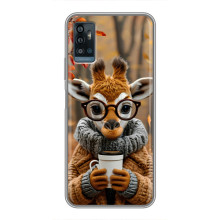 Печатный чехол «Зверята с кофе» для ZTE Blade A71 – Жираф с кофе