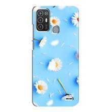 Чехол с Цветами для ZTE Blade A72 (ромашки на голубом)
