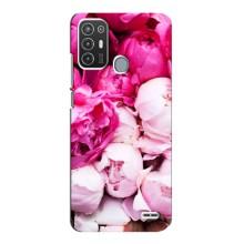 Силиконовый бампер с принтом (цветочки) на ЗТЕ Блейд А72 (Пионы)