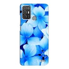 Силиконовый бампер с принтом (цветочки) на ЗТЕ Блейд А72 (Синие цветы)