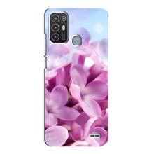 Силиконовый бампер с принтом (цветочки) на ЗТЕ Блейд А72 (Сиреневые цветы)